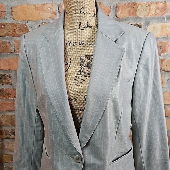 Lafayette 148 Pewter & baby blue pinstriped Blazer size 8 - Picture 4 of 10